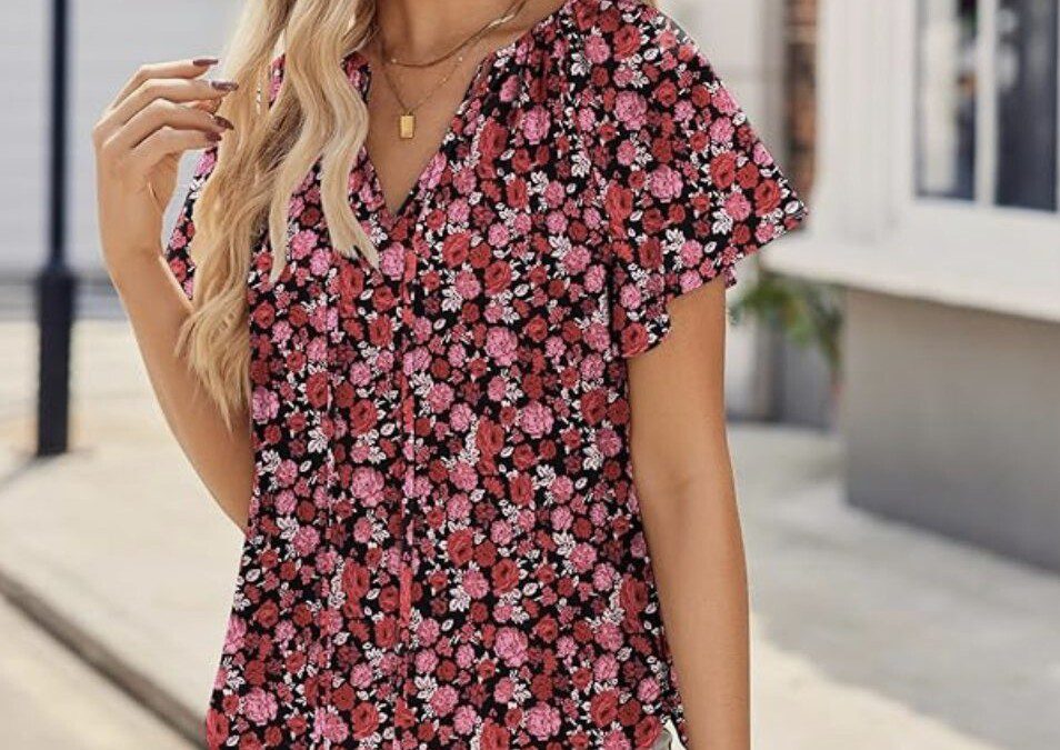 Casual Short Sleeve Blouse with Drawstring V-Neck – Just $8.99 shipped!